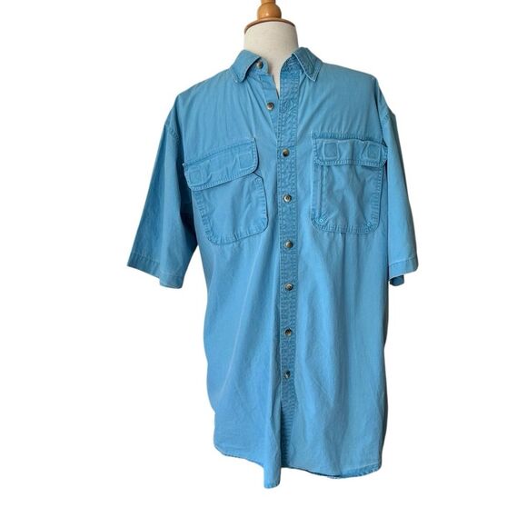 L.L. Bean Blue Short Sleeve Cotton Summer Shirt - Large Tall - Picture 1 of 5